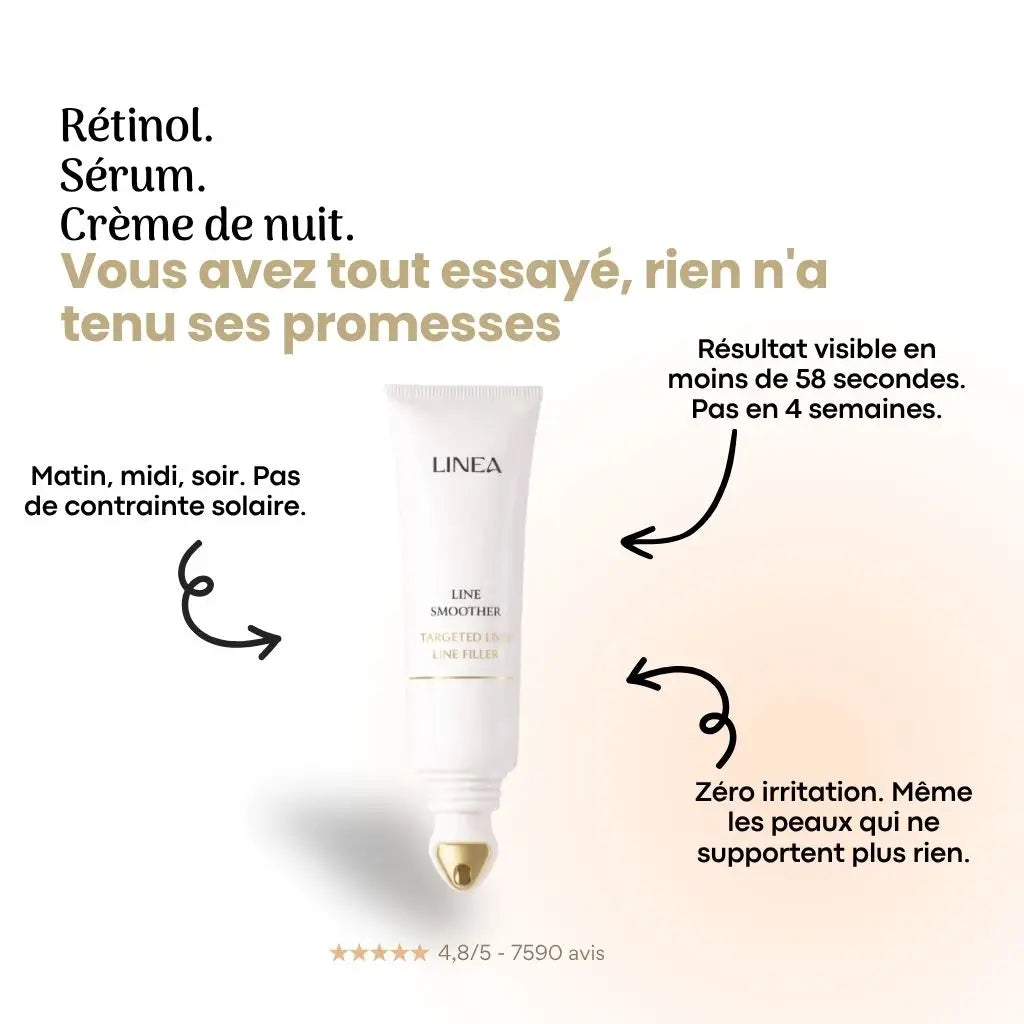 Lisseur de ride instantanée LINEA — effet visible en 58 secondes